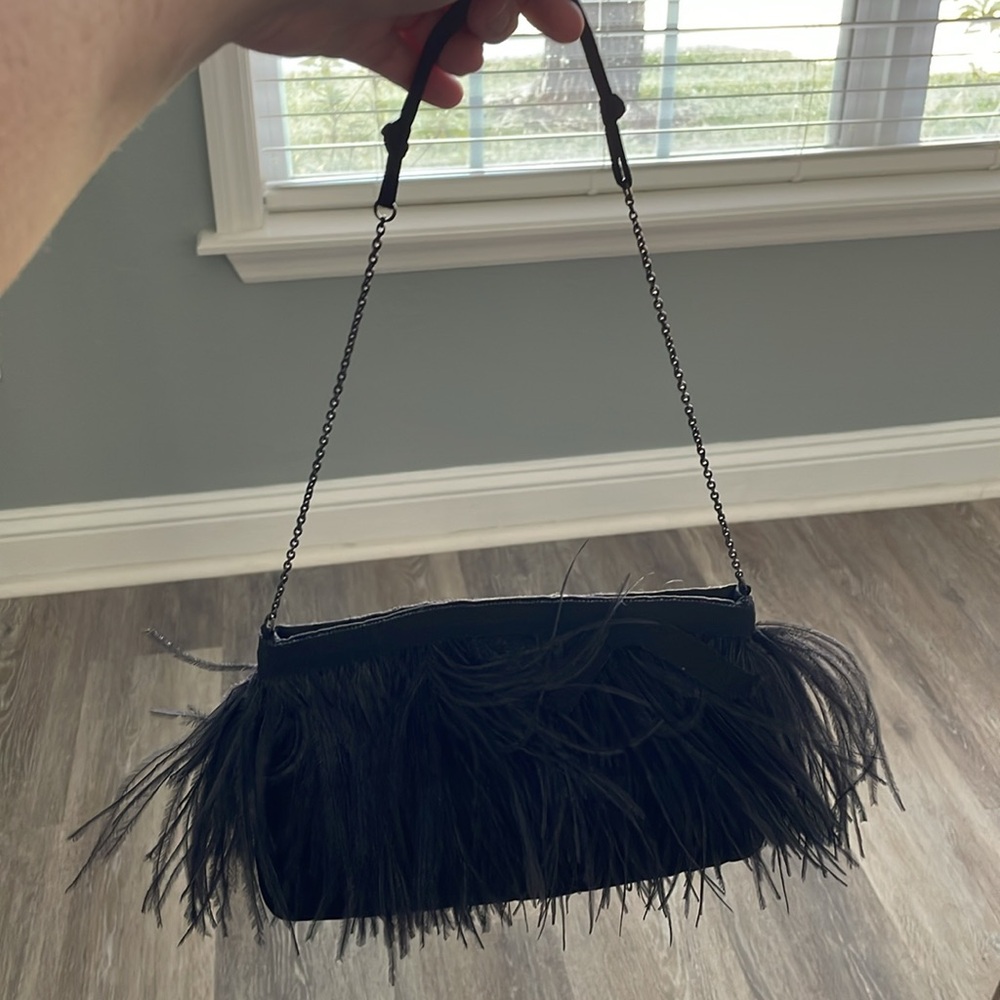 PRADA Piume Feather Satin Black Ostrich bag w/ auth card, rare/collectible